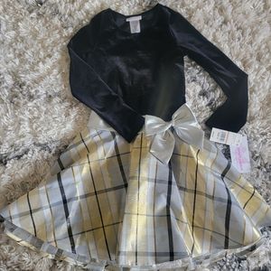 NWT Bonnie Jean Girls Velvet Bodice to Plaid Skirt Dress